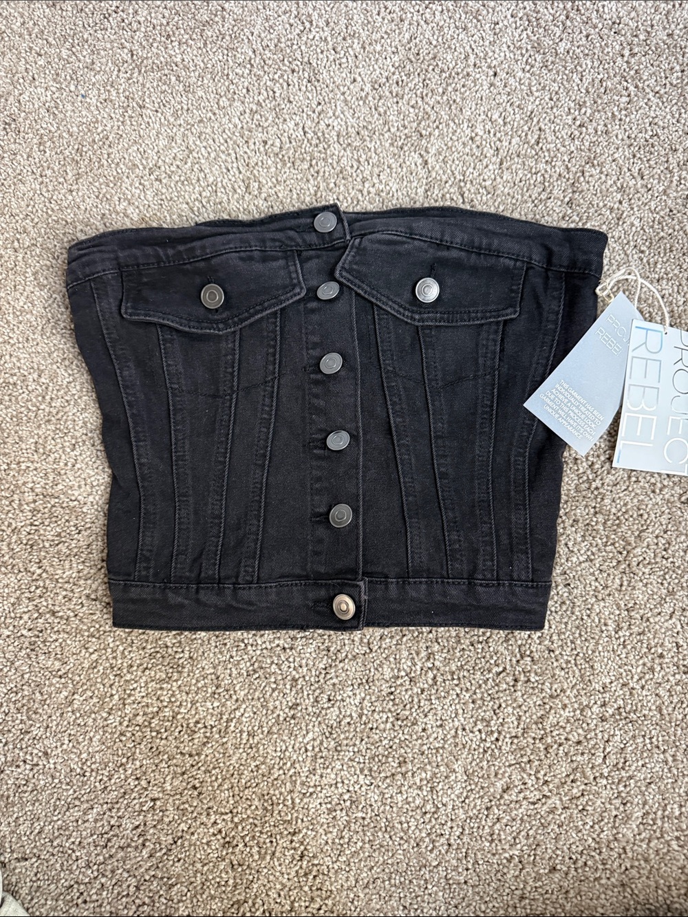 Project REBEL Black Strapless Denim Corset Top